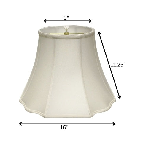 Modified Fancy Octagon Softback Lampshade With Washer Fitter, White Natural Fabric Lampshade For Table Lamps, 9 Top X 18 Bottom X 13 Height